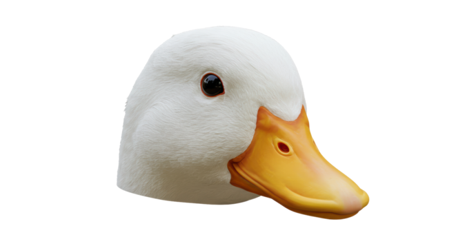 Isolated White Duck Head with Yellow Beak