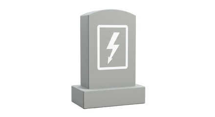 Isolated Symbol of Electricity on Concrete Monument