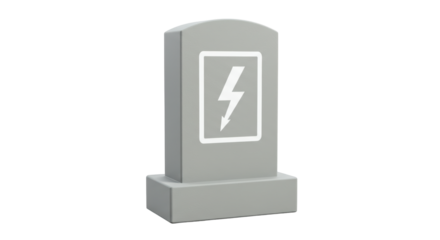 Isolated Symbol of Electricity on Concrete Monument