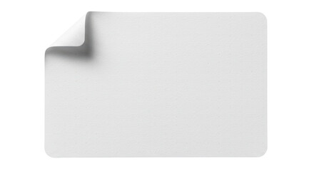 Isolated White Rounded Rectangle Sticker with Curled Corner