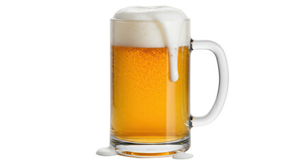 Isolated Glass Beer Mug Overflowing with Foam