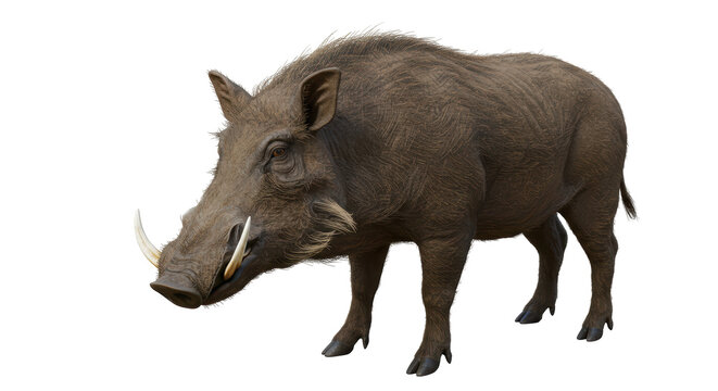 Isolated Warthog Standing Side View