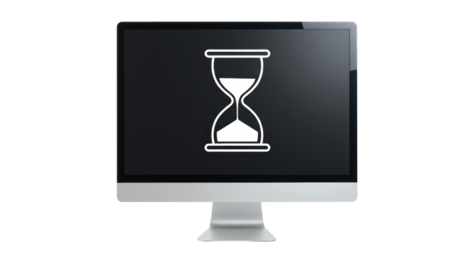 Isolated Hourglass Symbol on Computer Screen - Powered by Adobe