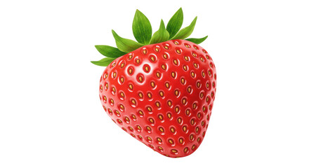 Isolated Fresh Red Strawberry with Green Leaves