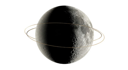 Isolated Dark Moon with Planetary Rings © Laura