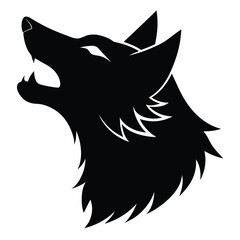 Wolf silhouette vector, Wolf head silhouette vector Wolf head silhouette howling at infront of camara, only black-color silhouette
