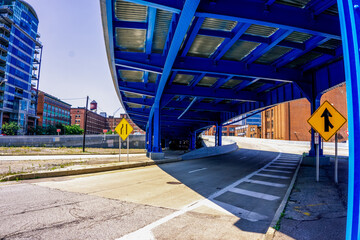 Downtown Cleveland pedestrian crossing in the city