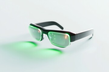 Futuristic smart glasses with green led display for innovative technology concepts