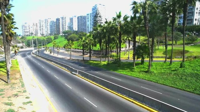 empty city and hightway(via expresa) with not people and car durant,covid 19 virus miraflores city lima peru,not car,not people,america souh america