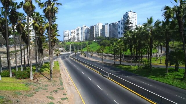 empty city and hightway(via expresa) with not people and car durant,covid 19 virus miraflores city lima peru not car not people