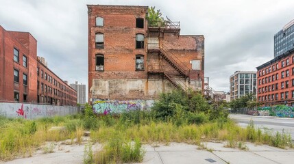 Urban decay in a neglected city block.