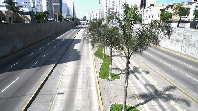 empty city and hightway(via expresa) with not people and car durant,covid 19 virus miraflores city lima peru,not car,not people,america souh america