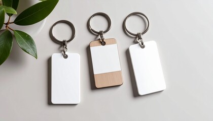 key chain mockups on white background