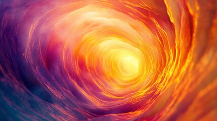 Vibrant swirling clouds forming a tunnel leading to a bright light.