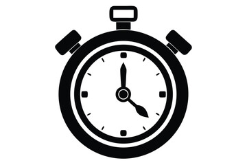 A precise black stopwatch ticks forward against a clean white background currently reading twelve minutes past four