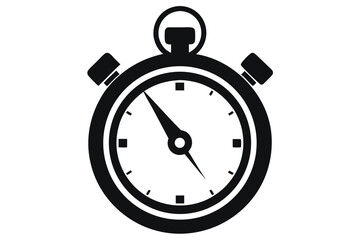 Classic black stopwatch measures time efficiently, symbolizing precision and immediacy with its sleek design