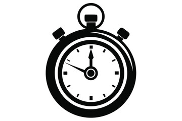 A black stopwatch shows the time with precision on a white background