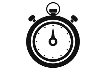 Black simple stopwatch icon displays precise minute tracking for any time related need