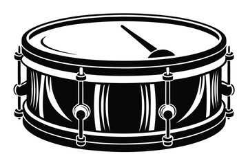 A striking monochrome snare drum stands ready for rhythm and musical expression