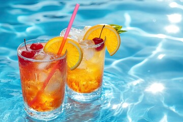 Refreshing cocktails by the pool