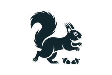 Cute squirrel vector image with acorns silhouette
