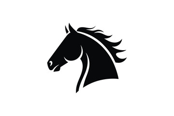 Black horse head silhouette equestrian animal art
