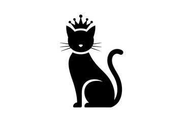 Black cat queen silhouette vector illustration art