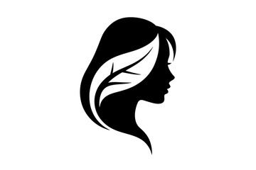 Woman beauty logo with leaf elegant design vector