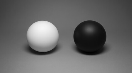 Two contrasting spheres against a neutral backdrop.