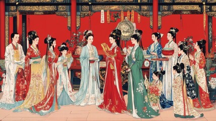 Elegant Chinese Women in Traditional Attire