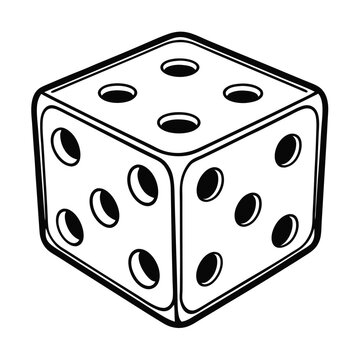 recommend clip art: Die, Dice, Six-Sided Die, Game Die, Cube, Black and White, Illustration, Clipart Coloring Page