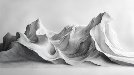 Fototapeta premium Abstract grayscale mountain range, sculpted form