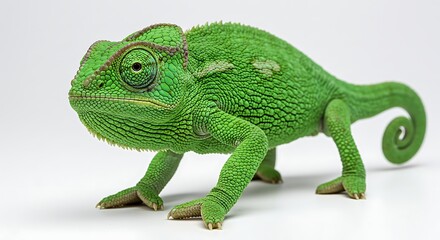 Obraz premium Green chameleon lizard reptile animal wildlife nature exotic pet chameleonidae color camouflage skin texture