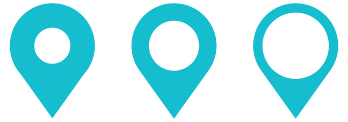 Location pin icon with shadow. Red map pin location icon set. GPS location symbol collection.  Navigation pin icons.