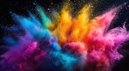 Obraz premium Colorful powder explosion against black background (4)