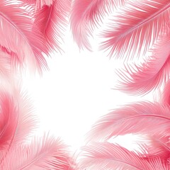 Obraz premium Delicate pink feathers frame a blank space