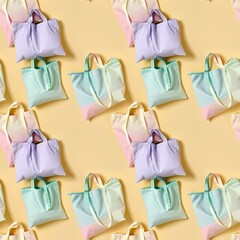 reusable fabric bags in pastel palette