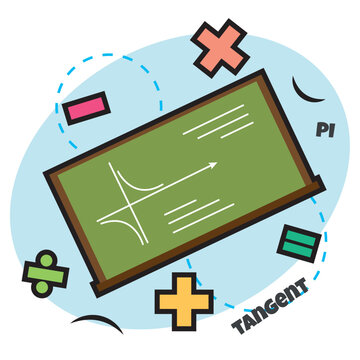 Green math chalkboard. Vector