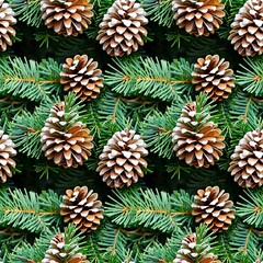 Fototapeta premium pinecones nestled among evergreen branches