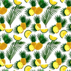 Fototapeta premium pineapples and palm trees in tropical layout