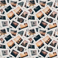 photographic polaroids scattered in a grid