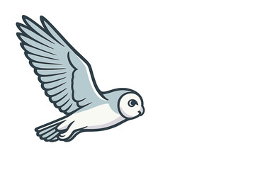 Naklejka premium Cartoon owl flying with outstretched wings against a white background 