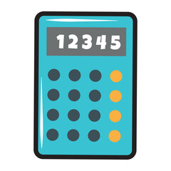 Blue cartoon style calculator. Vector