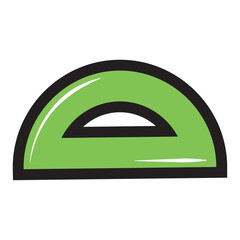 Green protractor cartoon style. Vector