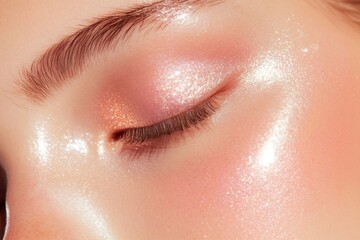 Radiant glowy makeup trend with shimmering style for beauty inspiration