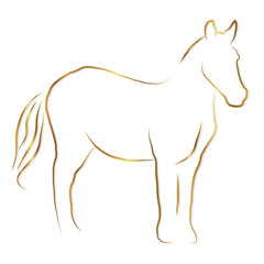 Gold Elegant Horse Thin Illustration in Luxury Style