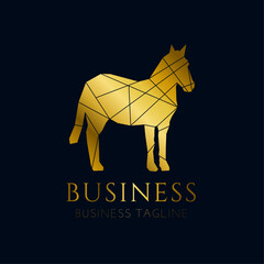 Gold Luxury Horse Stallion or Equestrian Logo in Modern Elegant Geometric Style