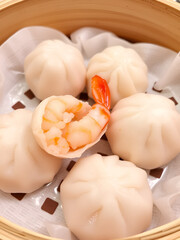 steamed shrimp ball , Chinese steamed dumpling or dim sum or Chinese dumpling