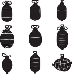 Nine Silhouettes of Vintage Bottles and Containers