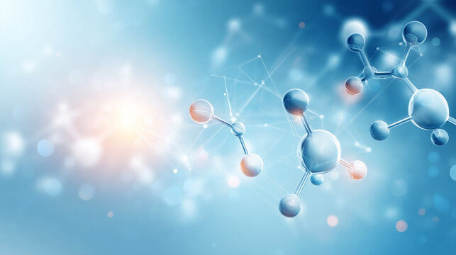 Abstract Molecular Background with Connections and Blue Tones